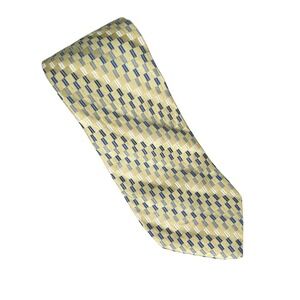Burma‎ Bibas Mens Tie Yellow Blue Geometric Silk Woven Jacquard Formal 58x3.5